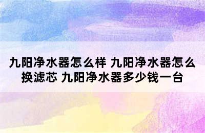 九阳净水器怎么样 九阳净水器怎么换滤芯 九阳净水器多少钱一台